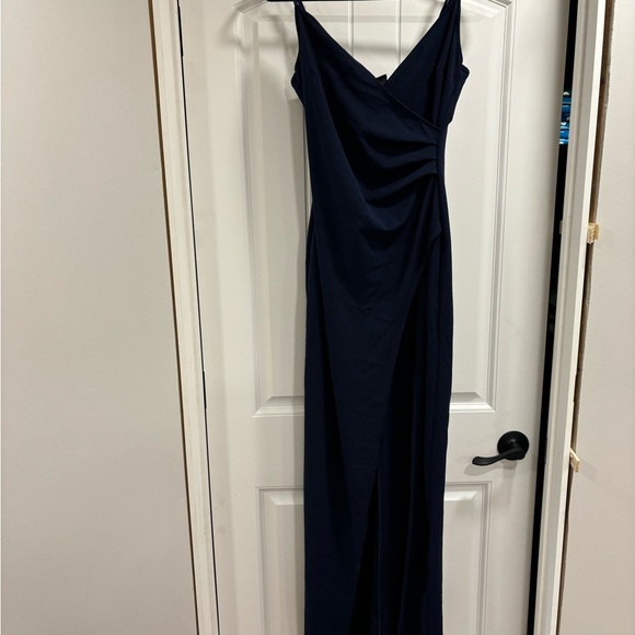 Windsor - Navy Blue Bridesmaid Dress W/ Leg Slit - Size Medium - Picture 4 of 6